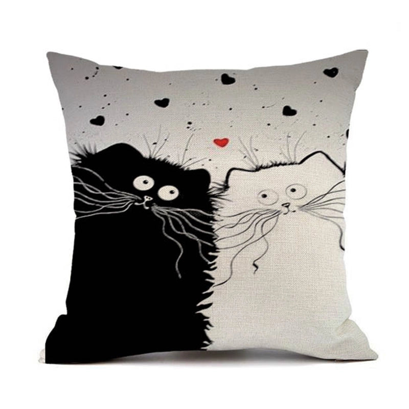 2 Pieces Cute Animal Cat Blended Pillow Cases