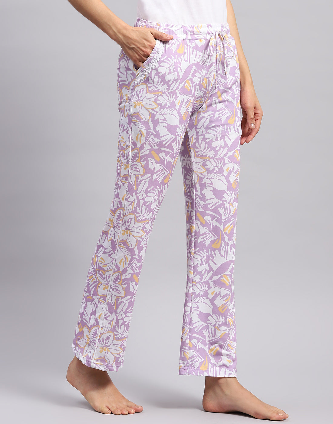 Women Purple Printed Regular Fit Lower