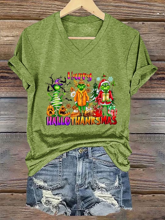 Women's Hallothanksmas  Print T-Shirt