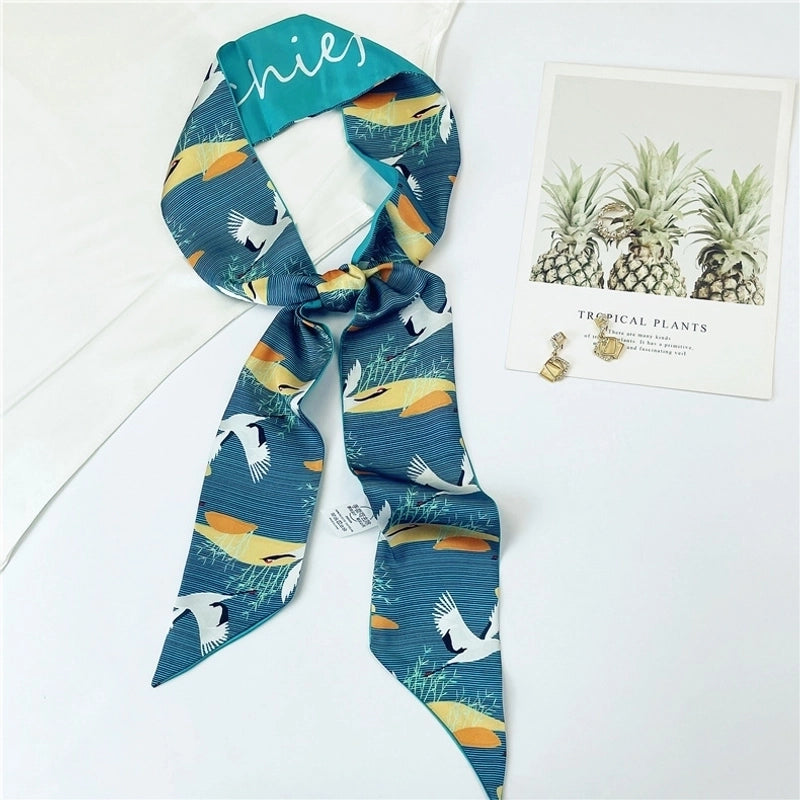 Women's Sweet Flower Satin Silk Scarves