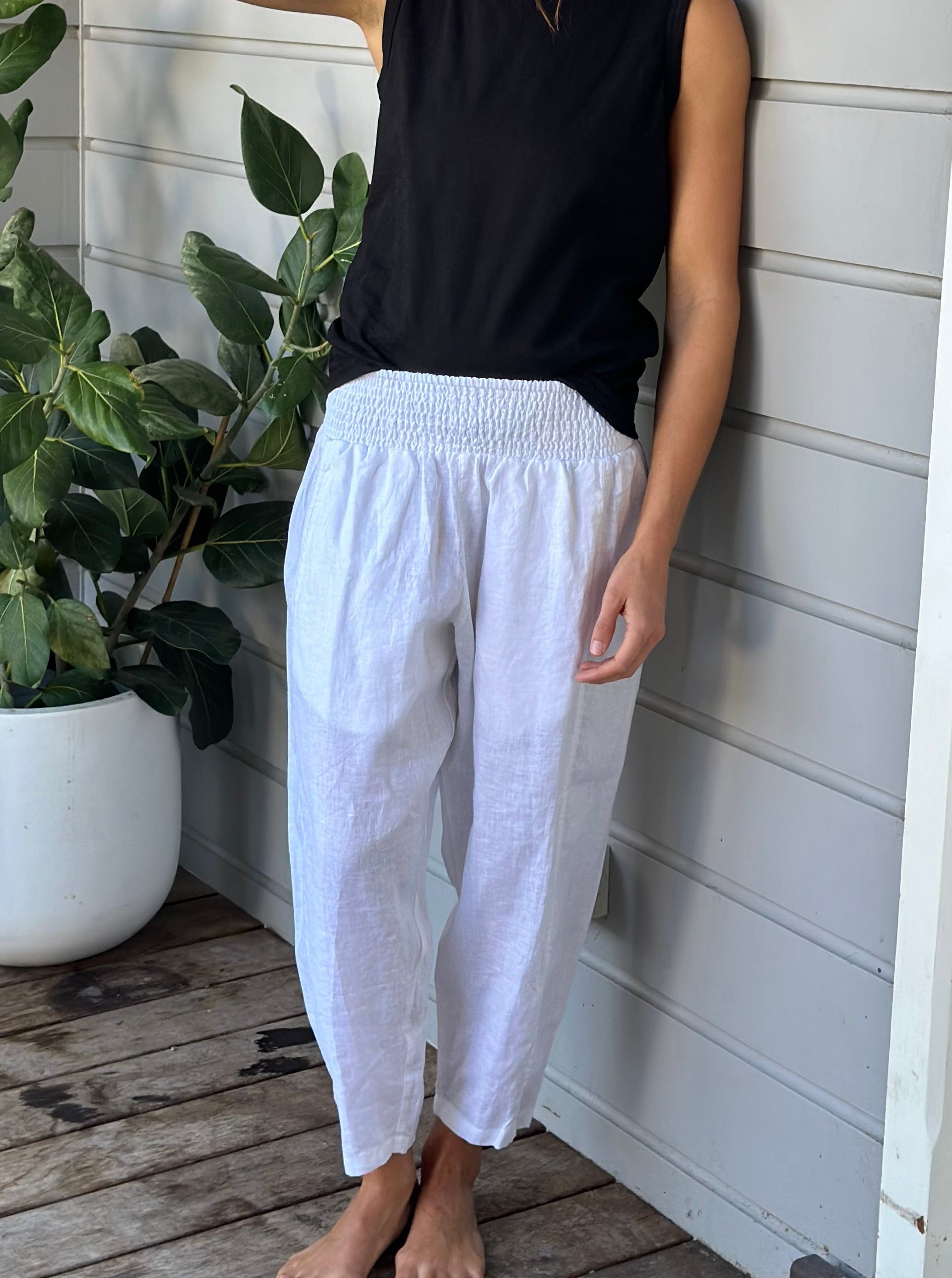 frankie pants-white linen