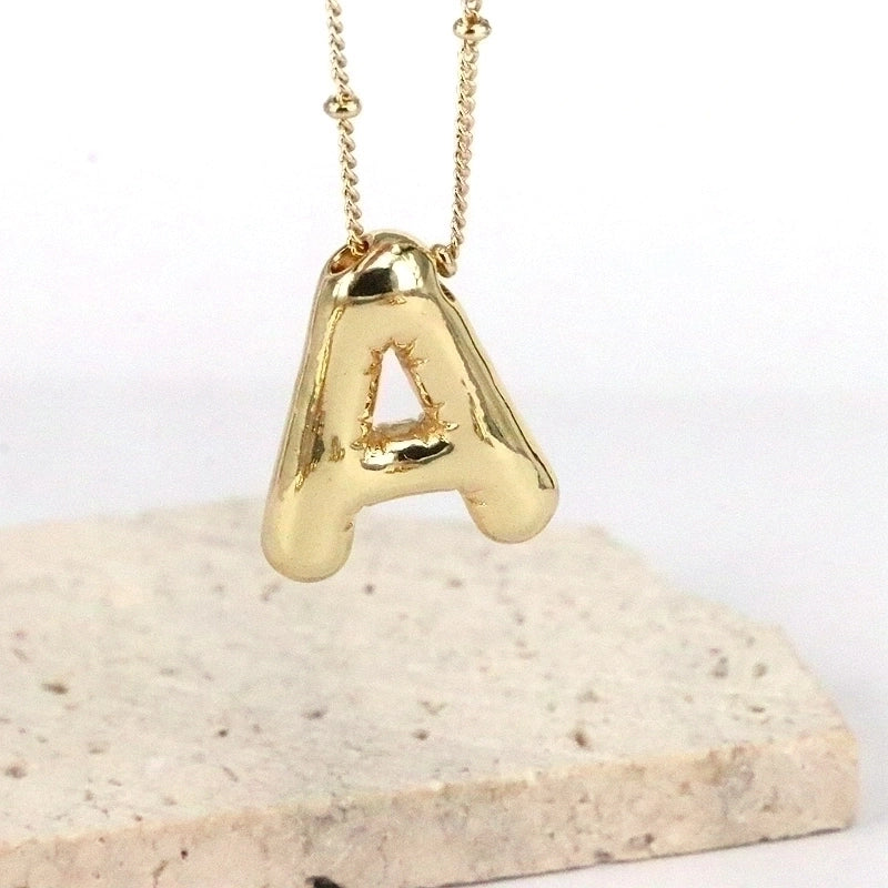 Minimalist Classic Style Letter Copper 18k Gold Plated Pendant Necklace In Bulk