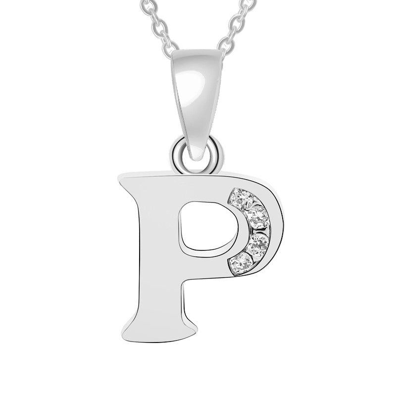 Minimalist Letter Copper Plating Inlay Zircon Pendant Necklace