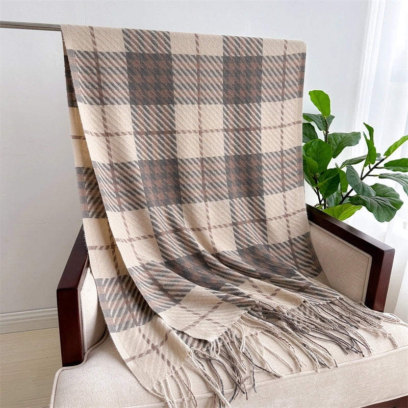 Unisex Business Basic Minimalist Tassel Imitation Cashmere Polyester Scarf