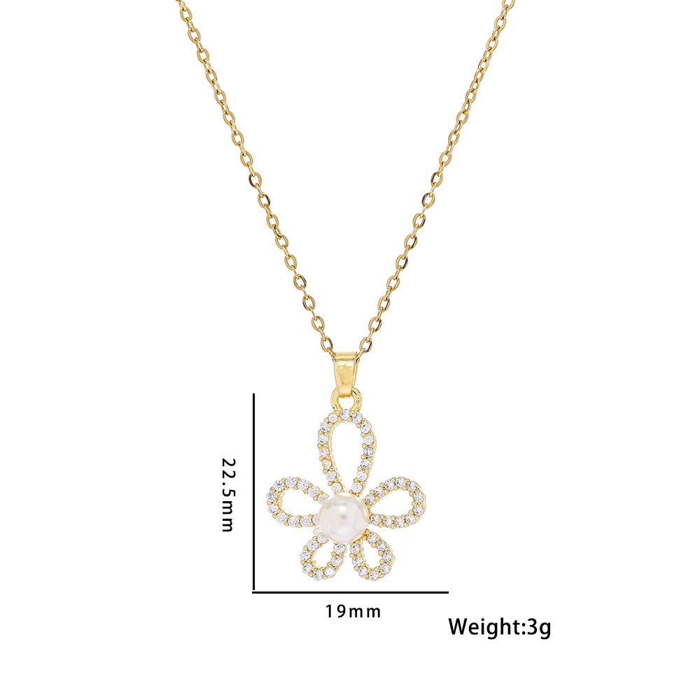 Five-Petal Flower Necklace For Women Sunflower Clavicle Necklace Camellia Earrings Necklace Accessories