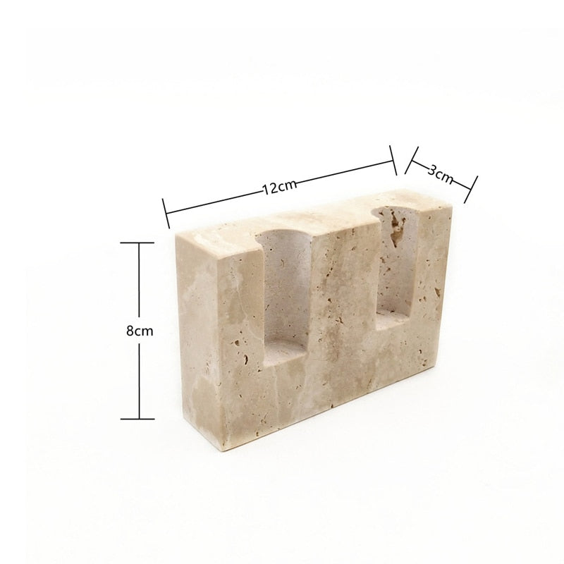 Galen Travertine Stone Candle Holder