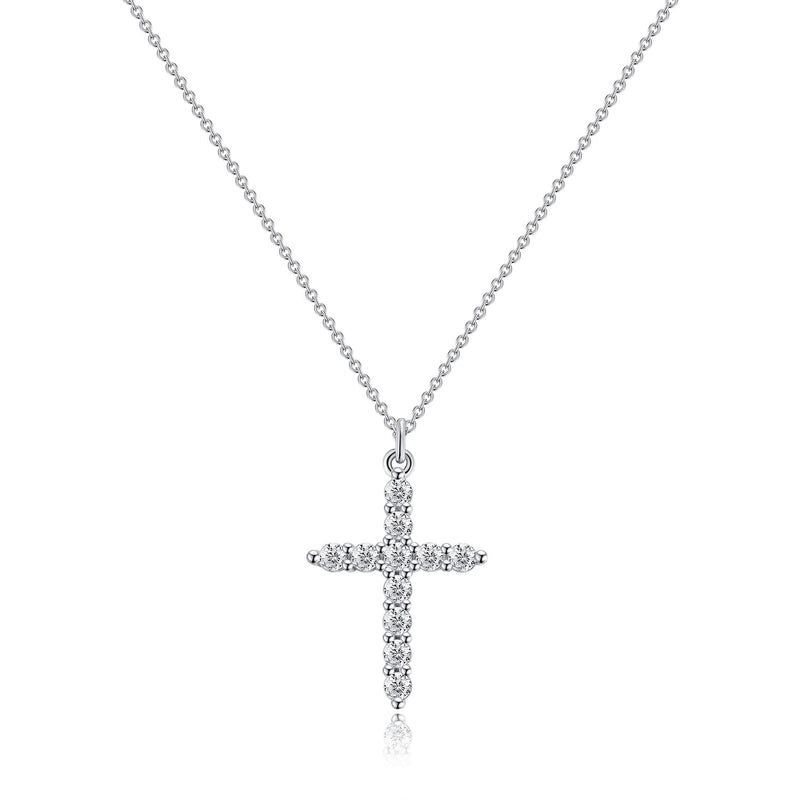 Minimalist Cross Titanium Steel Zircon 18K Gold Plated Plating Inlay Pendant Necklace