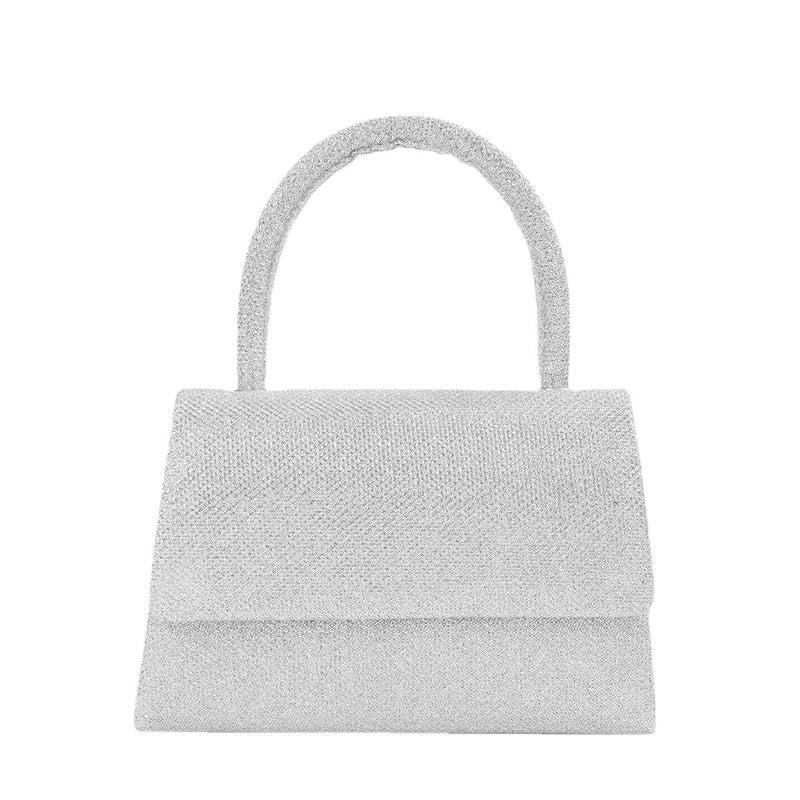 Champagne Silver Polyester Solid Color Square Evening Bags