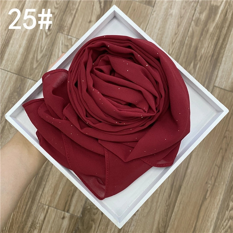 Solid Color Sprinkling Gold Pearl Chiffon Chiffon Fashion Sprinkling Gold Scarf Women's Toe Chiffon Glitter Scarf