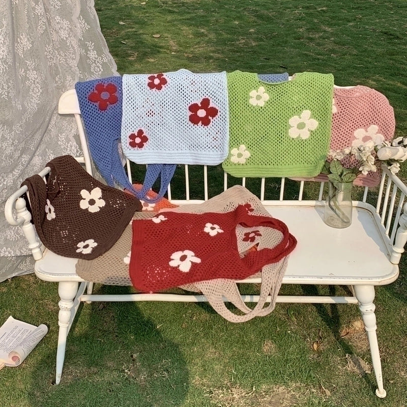 Women's Medium Polyester Flower Cute Square Open Handbag