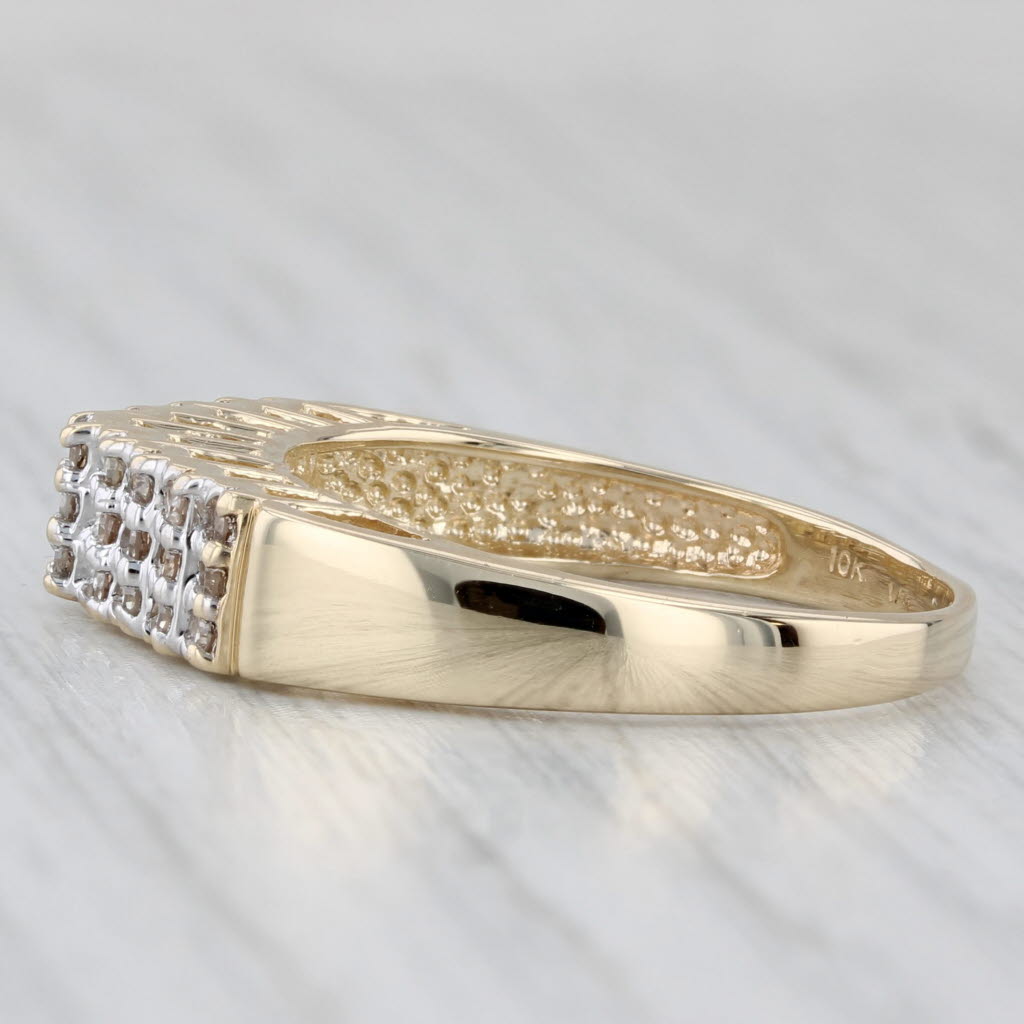 0.27ctw Diamond Rooftop Tiered Ring 10k Yellow Gold Size 8 Stackable Anniversary