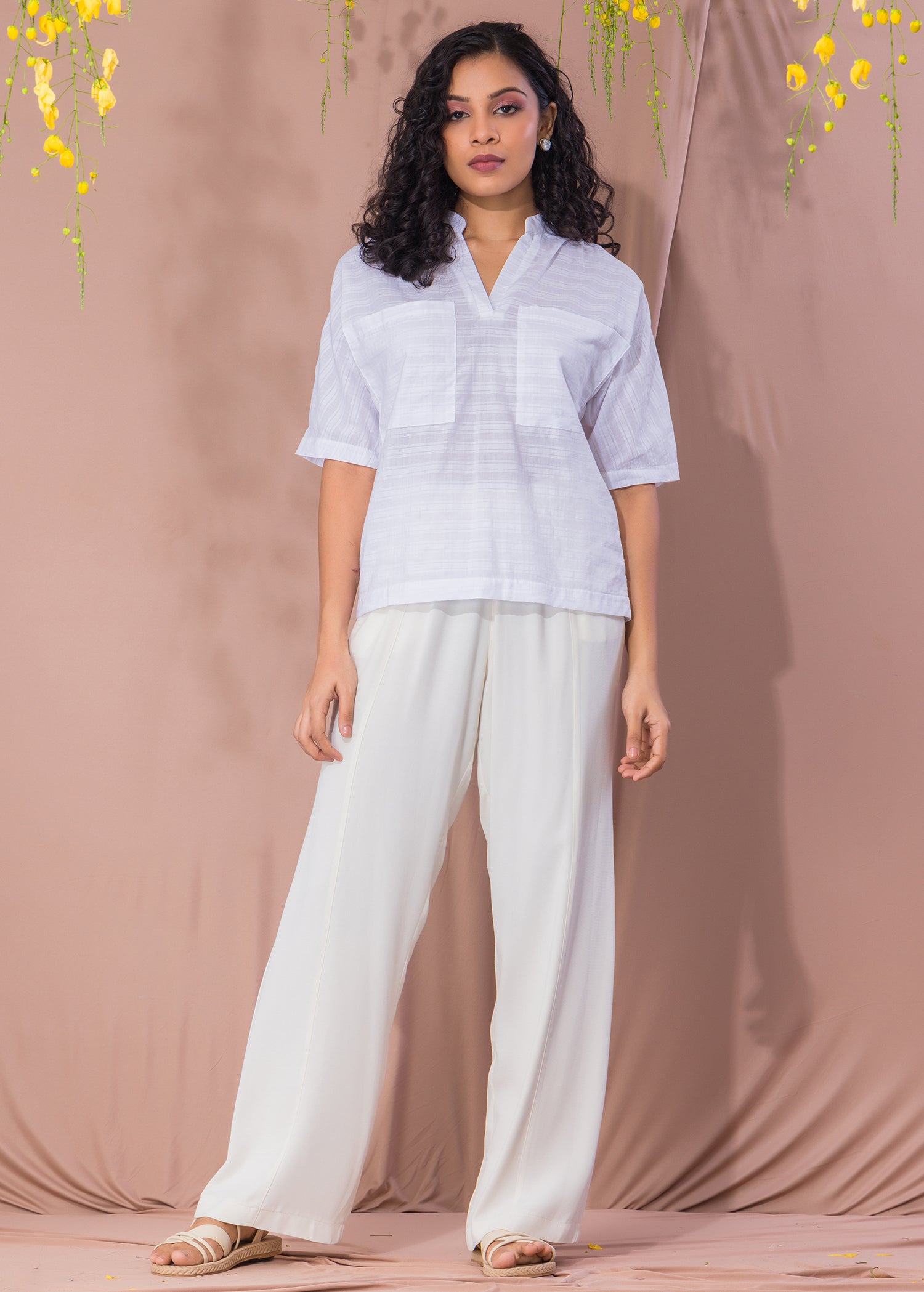 Basic Blouse With Large Front Pockets