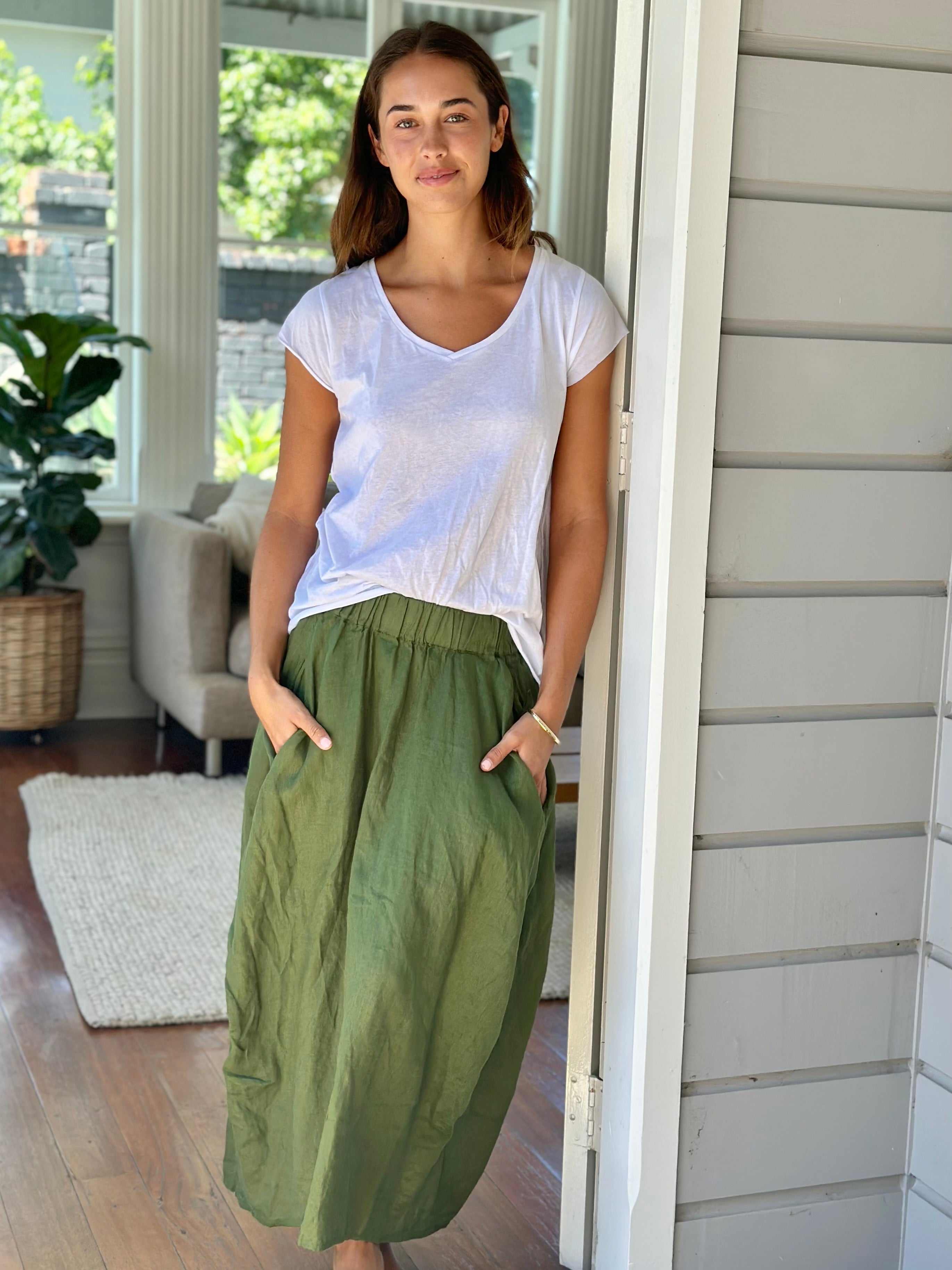 lana skirt - moss linen