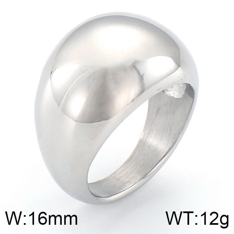 Fashion Solid Color Arc Large Smooth Stainless Steel  Geometric Ring