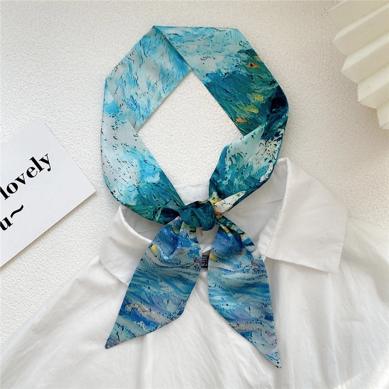Women's Sweet Oil Painting Polyester Silk Scarves