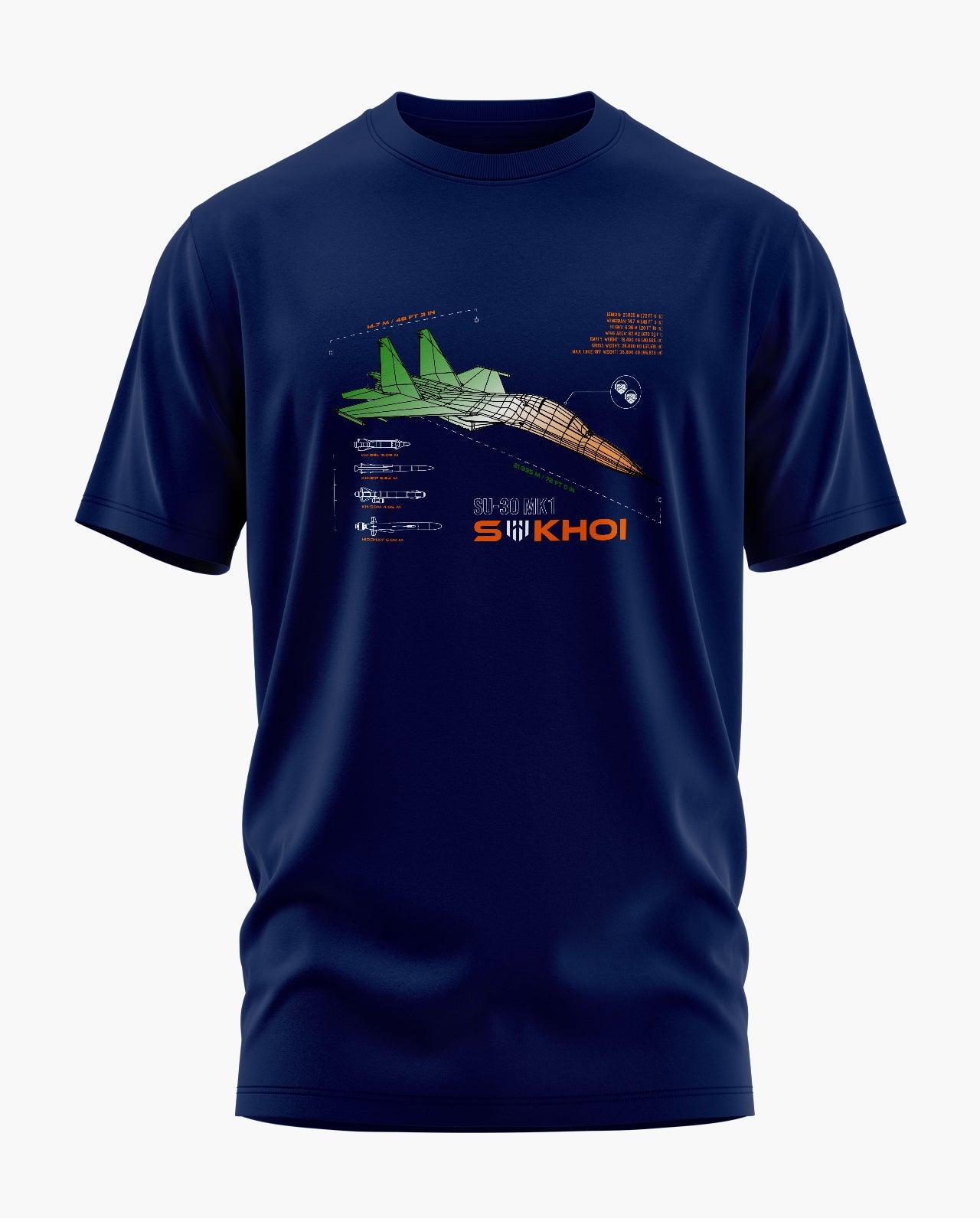 Sukhoi SU-30 MKI India Blueprint T-Shirt