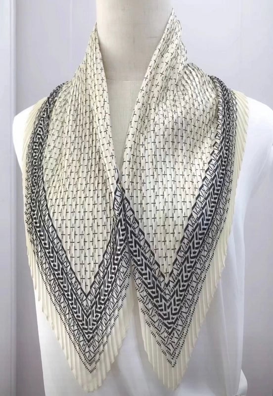 Women's Elegant Plaid Polka Dots Solid Color Satin Silk Scarf