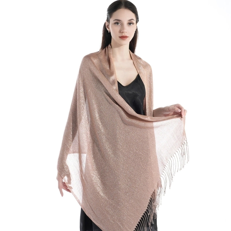 Exclusive For New Women's Shawl Autumn And Summer Women Tassel Silver Silk Ball Dinner Party Scarf