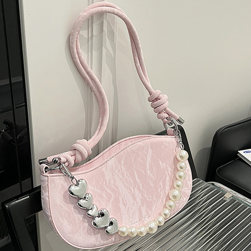 Pearl Chain Underarm Mini Shoulder Bag