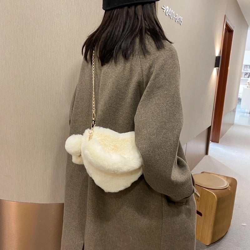 Cute Plush Heart-shaped Shoulder Bag