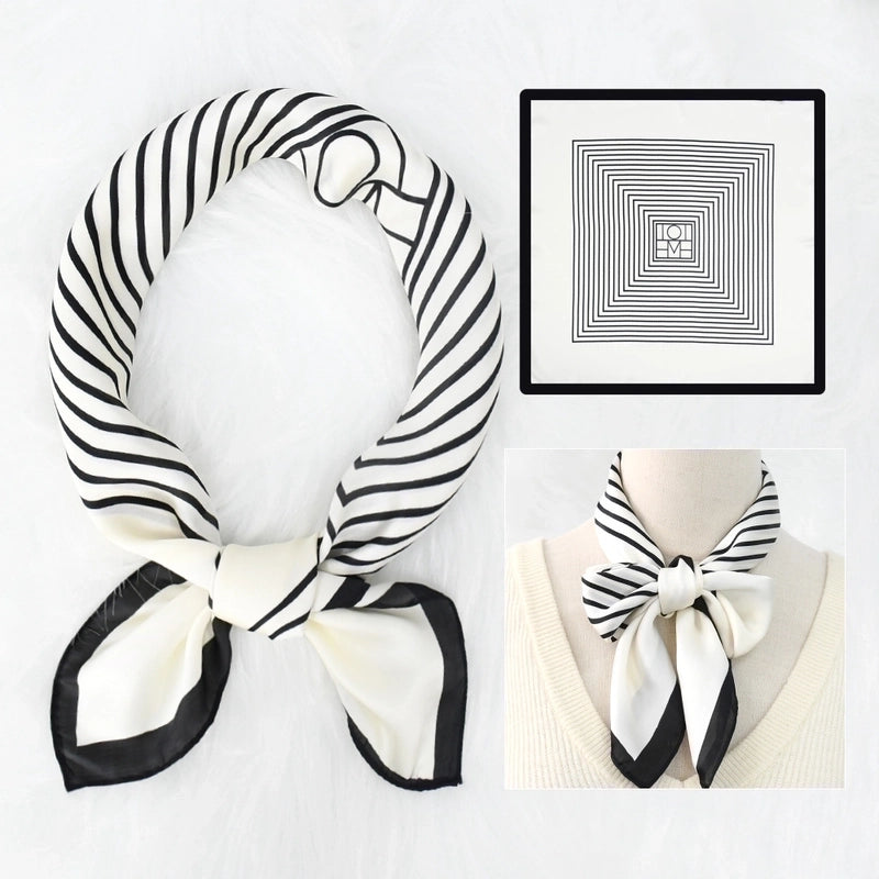 2 Pieces Women's Elegant Plaid Flower Horse Satin Silk Scarf