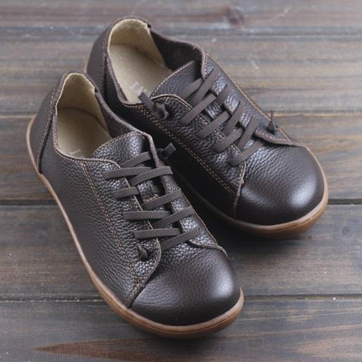 Womens Handmade Leather Oxfords & Tie Flats Coffee/Black/Brown/Red/Beige