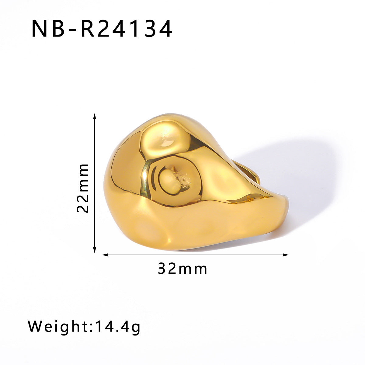 Personalized Special-Shaped Oversized Exaggerated Irregular Stainless Steel Ring With Asymmetric Fingerprints