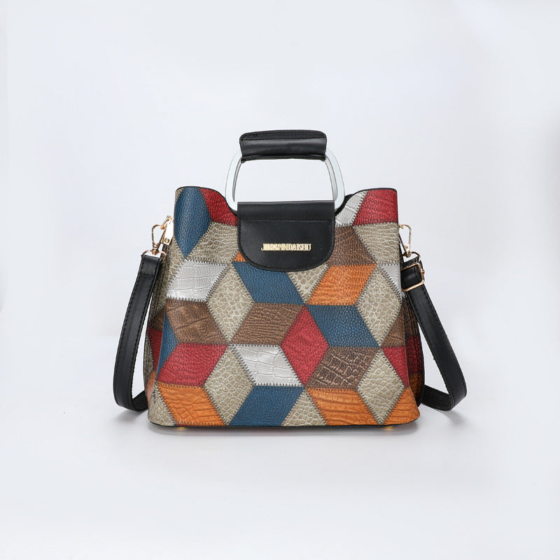 Striped Plaid Multi-Compartment  Crossbody Bag