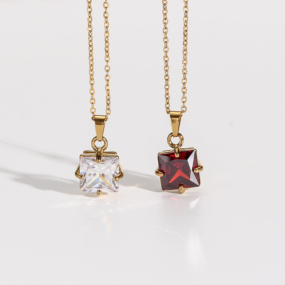 Fashion Quadrilateral Geometric Stainless Steel 18K Gold Plated Necklaces