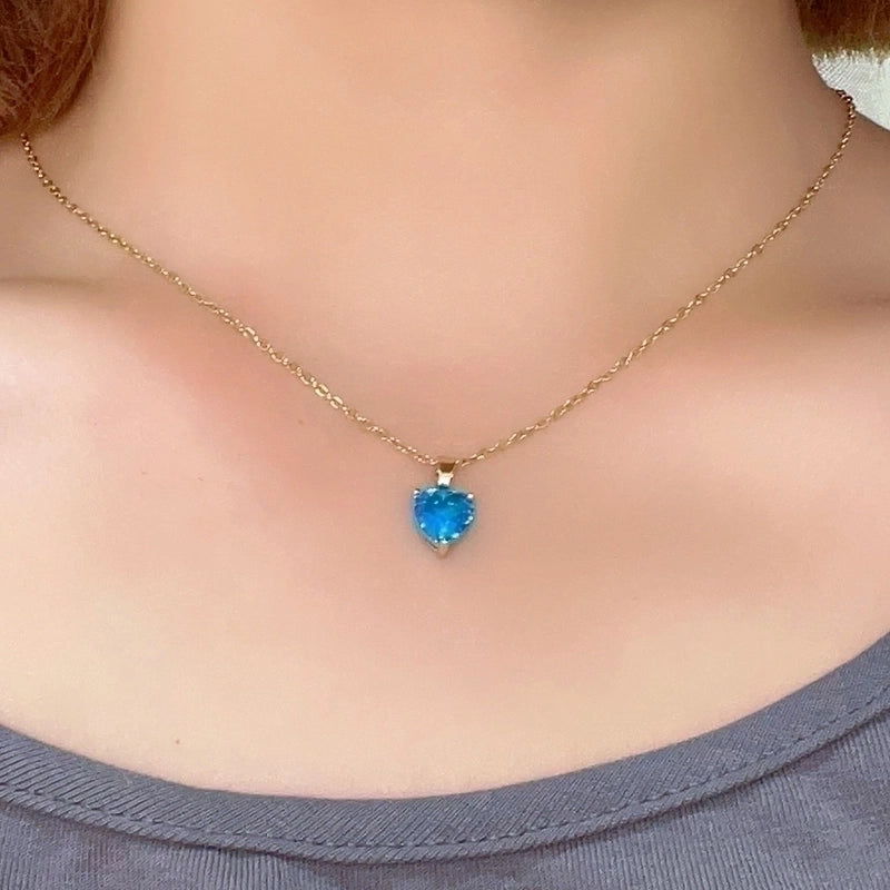 2 Pieces Elegant Minimalist Heart Shape 304 Stainless Steel Copper Plating Inlay Gold Plated Zircon Pendant Necklace