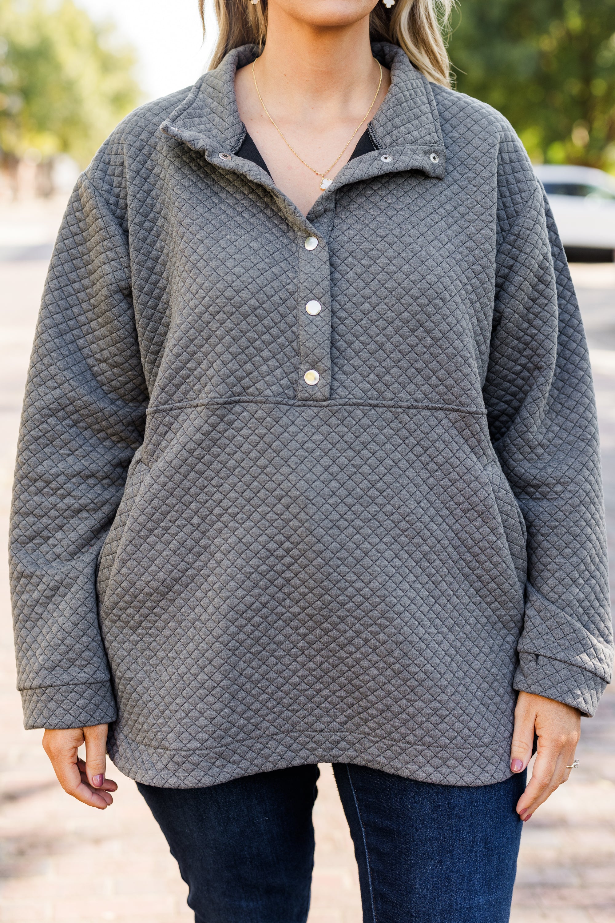 Snuggle Me Up Pullover. Charcoal Gray