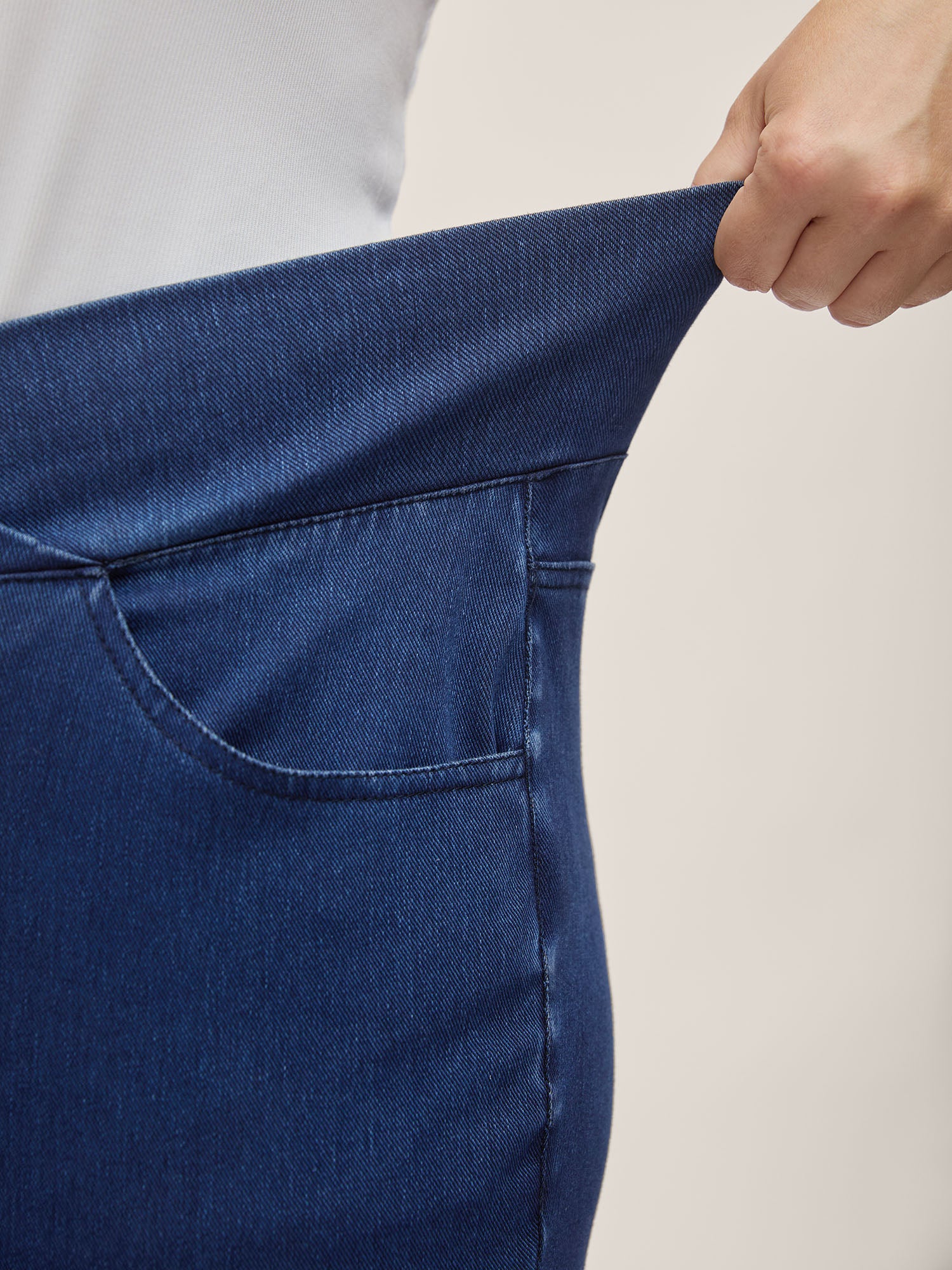 Overlap Hem Yoga Stretch Skinny Knit Jeans