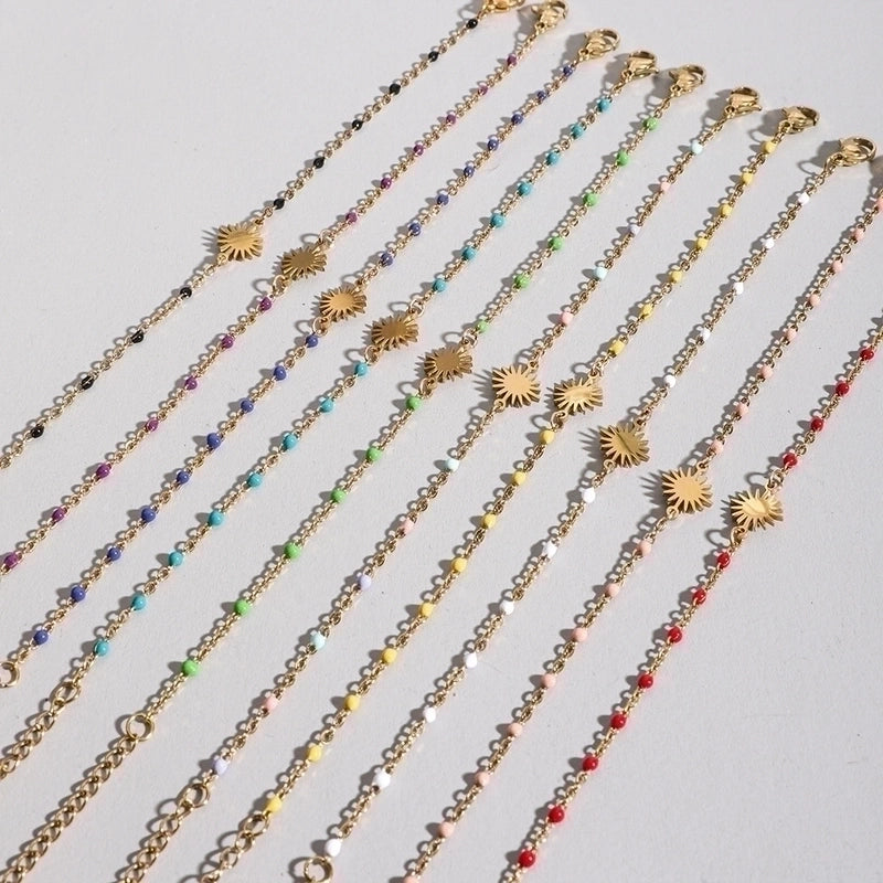 Minimalist Sun Stainless Steel Enamel Plating Bracelets 1 Piece