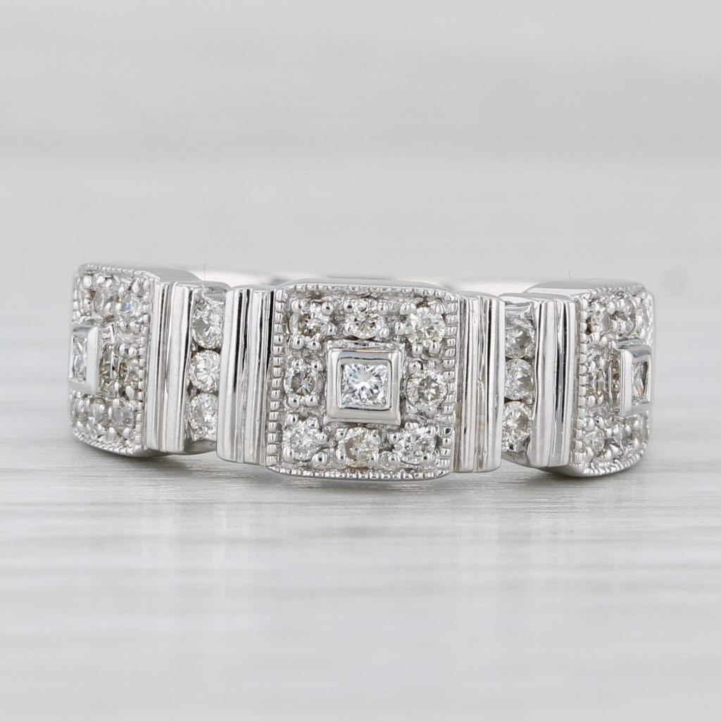 0.48ctw Diamond Halos Ring 14k White Gold Size 6.75