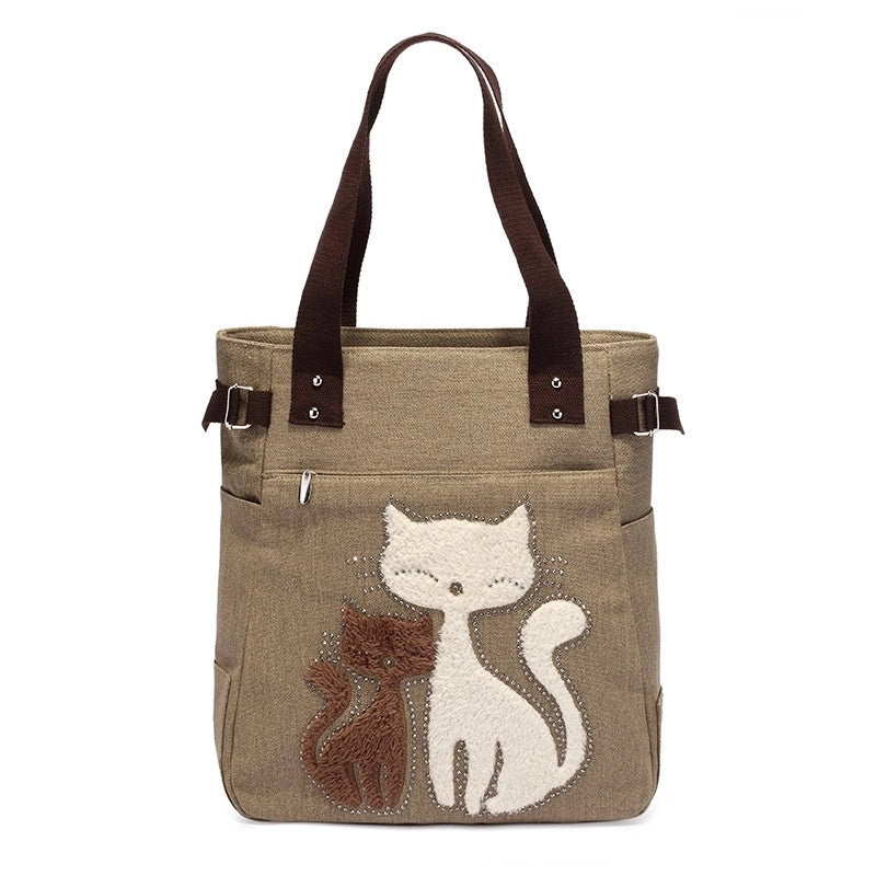 Women's Cute Cat Canvas Shopping Bags