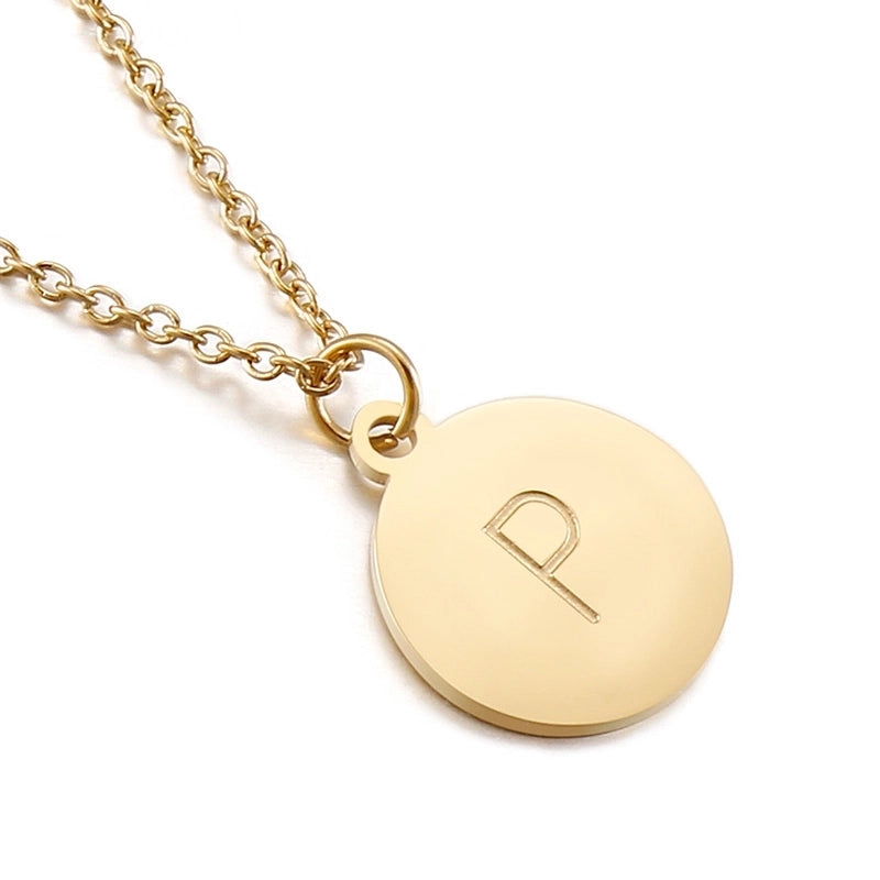 Titanium Steel 18K Gold Plated Minimalist Plating Letter Necklace