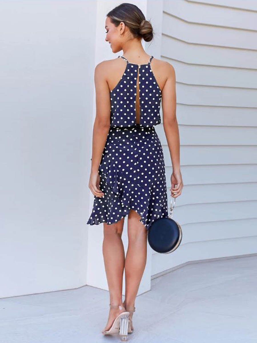 Sling Polka Dot Irregular Dress