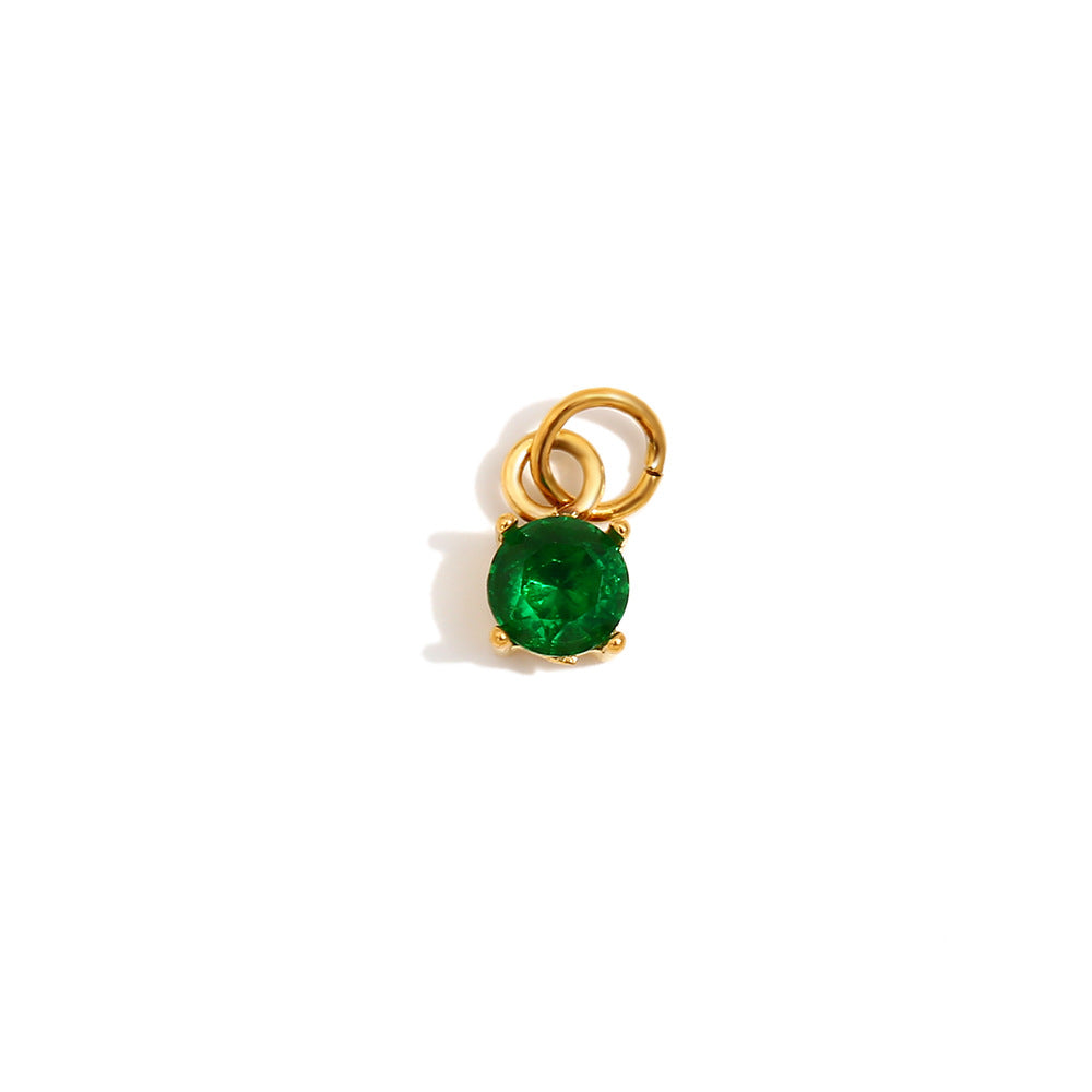 Simple And Versatile Colorful Diy Accessories Pendant Stainless Steel Plated 18K Gold Small Gemstone Pendant
