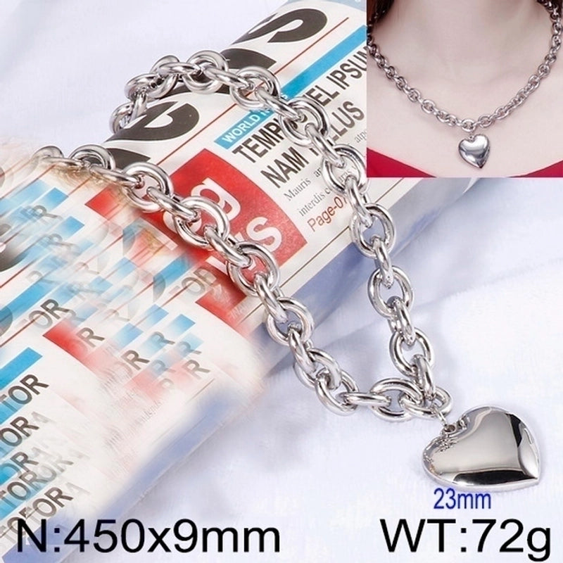 Minimalist Heart Shape Stainless Steel 18K Gold Plated Chain Bracelets Necklace
