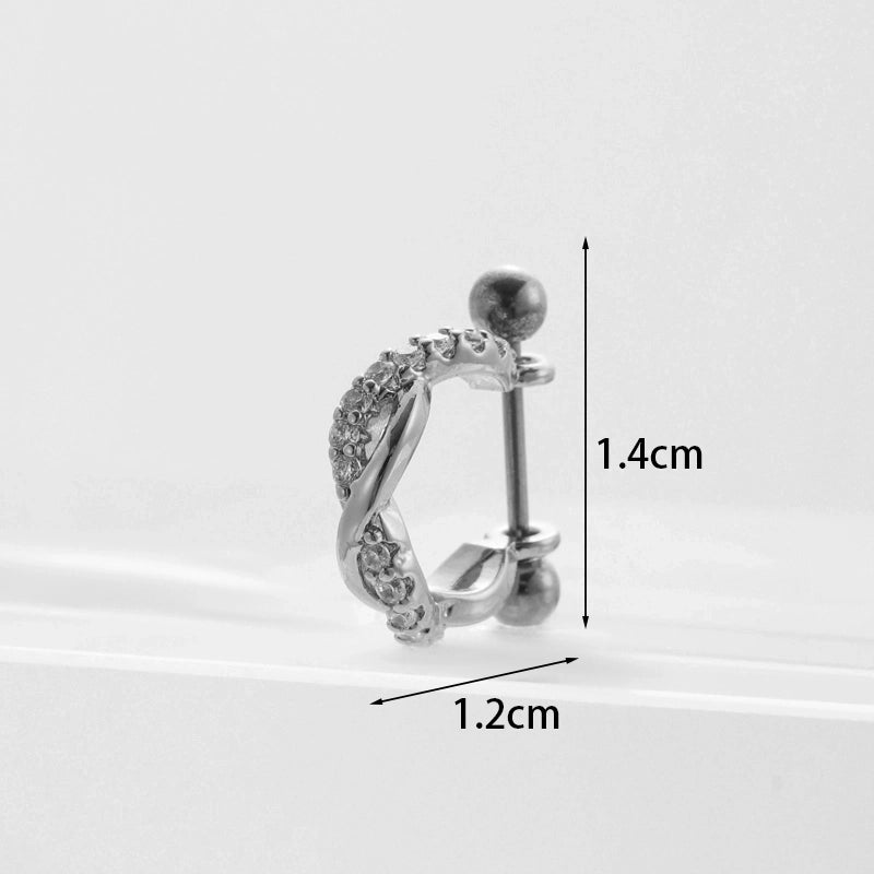Ear Cartilage Rings & Studs Fashion U Shape 316L Stainless Steel  Copper Inlaid Zircon