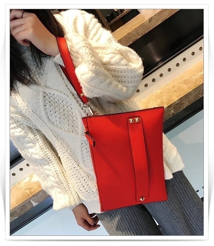 Women's Mini Polyester Solid Color Classic Style Square Zipper Envelope Bag