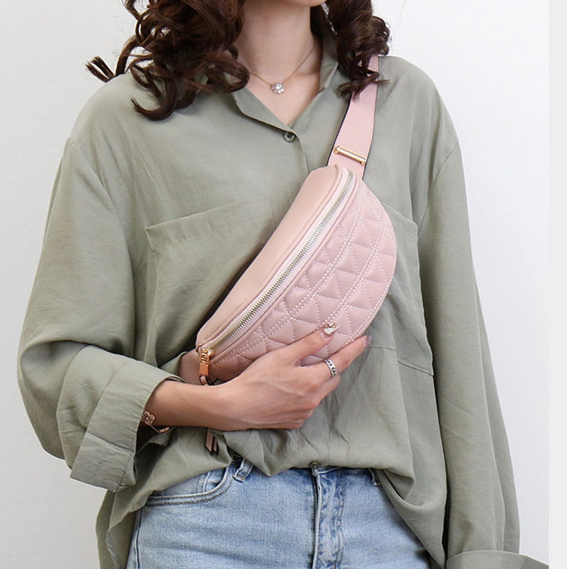 Waist Bag For Women  New Autumn And Winter Rhombus Wide Shoulder Strap Chest Bag Multi-purpose Fashion Girl Waist Bag Messenger Bag