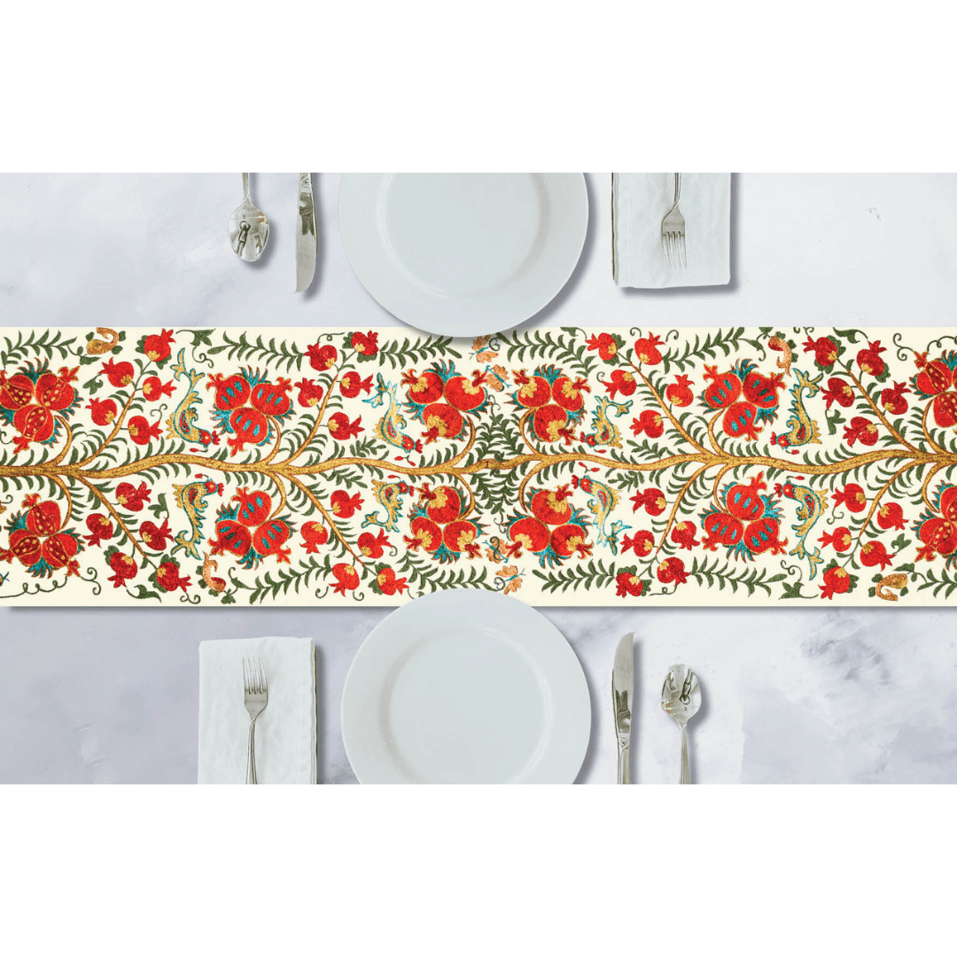 Pomegranates Bukhara Vinyl Table Runner