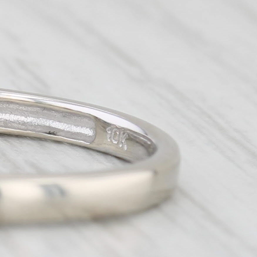 0.10ctw Ruby Diamond Stackable Hearts Ring 10k White Gold Size 7.25 Wedding Band