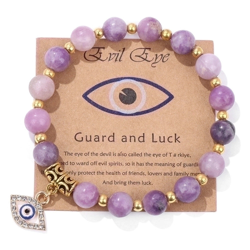 Retro Ethnic Style Devil'S Eye Alloy Natural Stone Elastic String Woven Chain Bracelets In Bulk