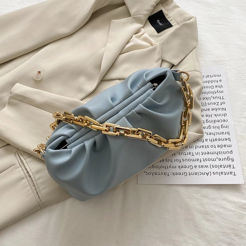 Women's Medium Pu Leather Solid Color Streetwear Cloud Shape Lock Clasp Underarm Bag