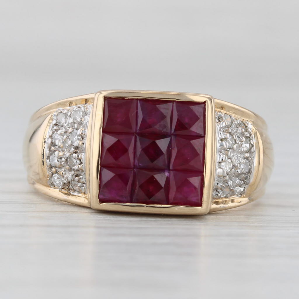 2.19ctw Ruby Diamond Ring 14k Yellow Gold Size 9