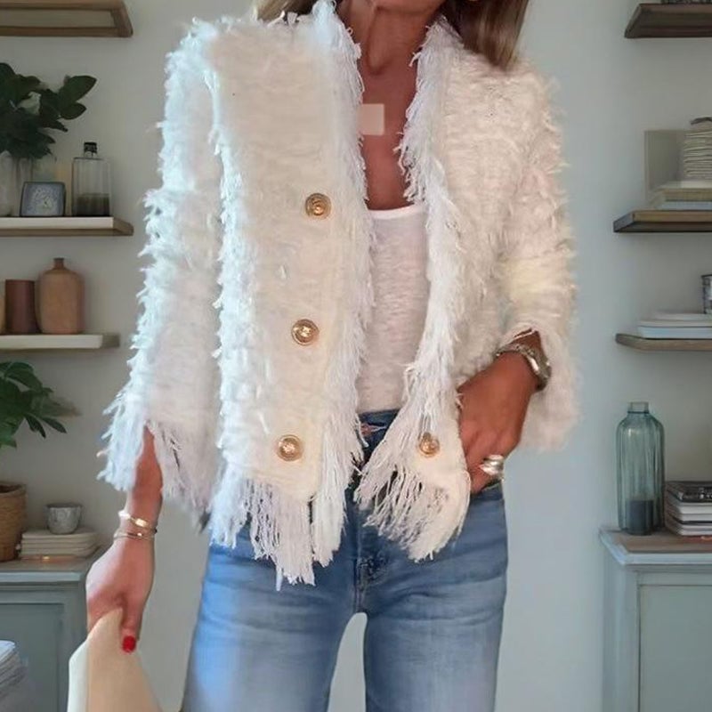 💖 Women’s Fashion Button Tassel Short Coat✨