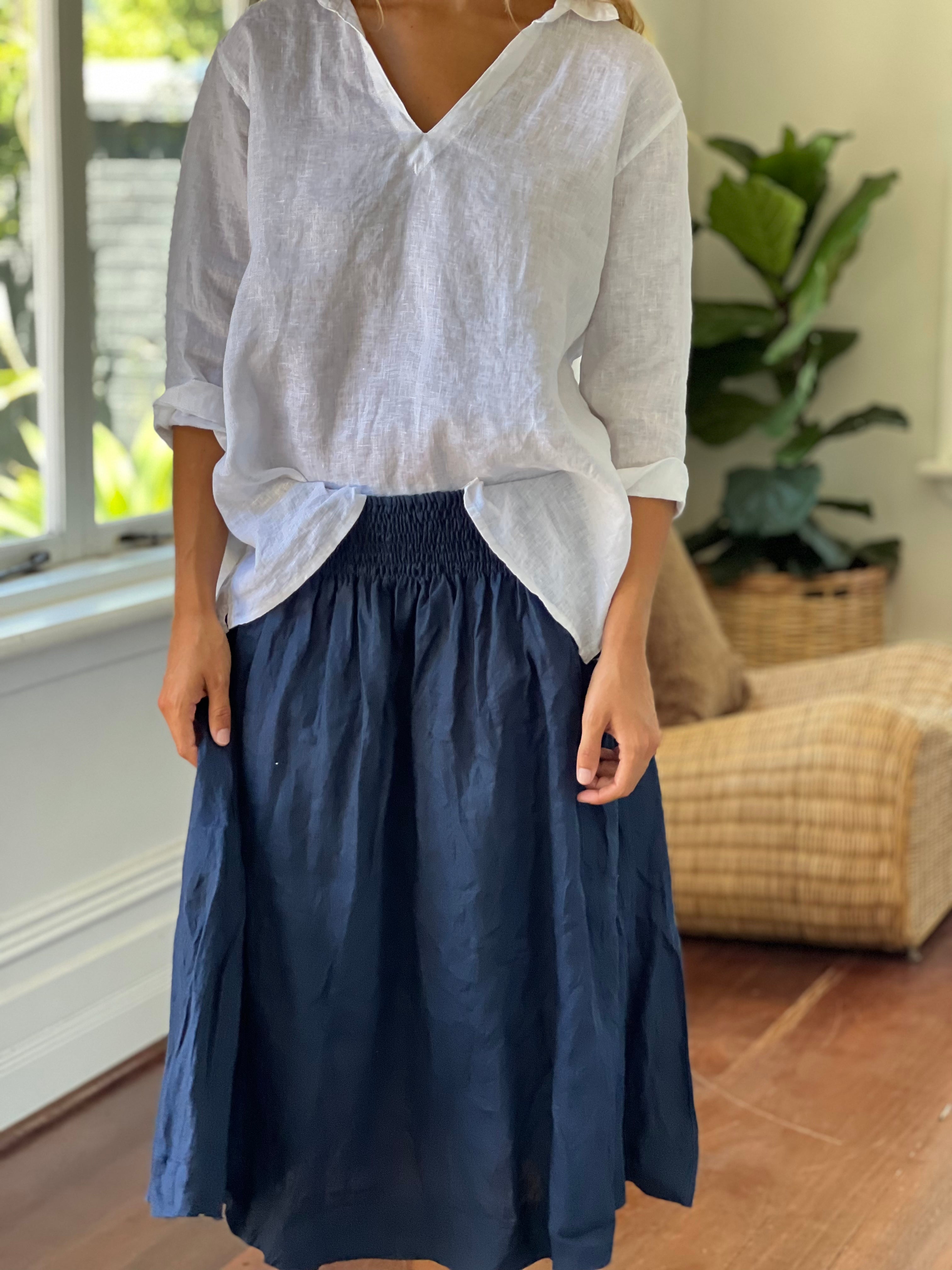 lola skirt -  navy linen