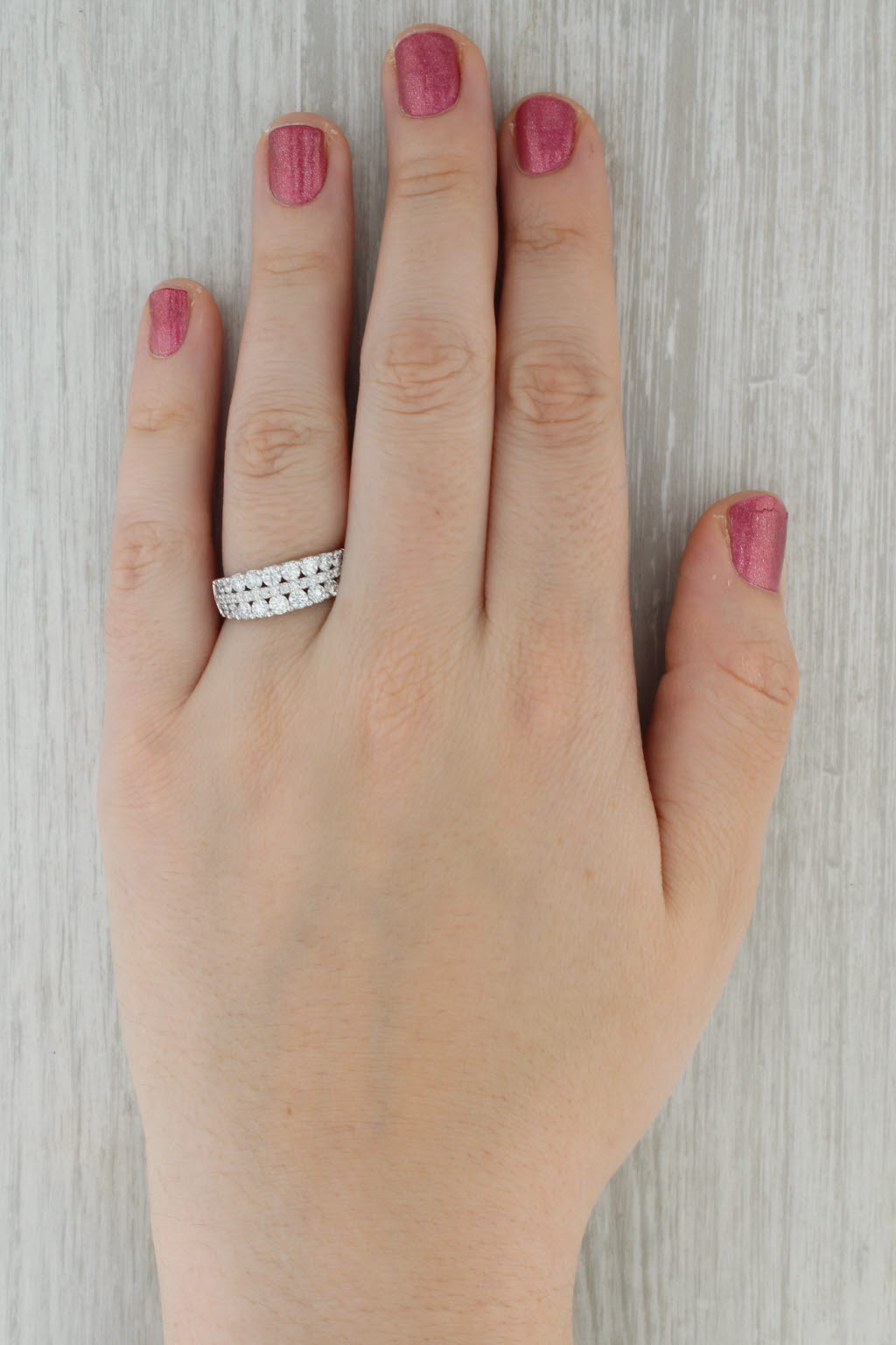 1.31ctw Diamond Ring 14k White Gold Size 8 Wedding Anniversary Band